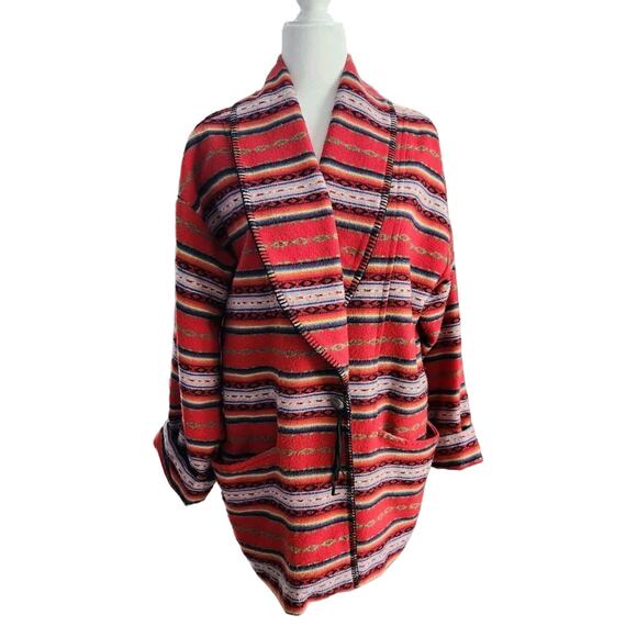 Vintage Rickie Blanket Style Southwest Aztec Blazer Jacket Large